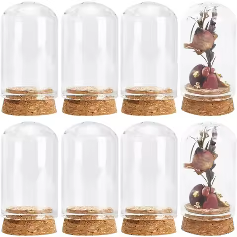 12Pcs Mini Glass Dome Cover 30x50mm Mini Dome Glass Jar Glass Display Dome Glass Bell Jar with Cork
