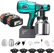 Portable Paint Airgun, Cordless Paint Sprayer, 2 * 5.0AH Batteries, Electric Spray Paint Gun 1000Ml 