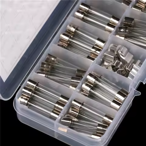 60Pcs/Box 6x30mm 5A-30A Glass Tube Fuses Assorted Kit with Fuse Holder Fuse for Pressure Wash Fuse A