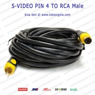 Kabel 5 meter S-video male pin 4 to 1 RCA male gold plate