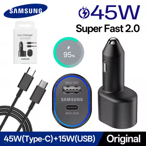 Original Samsung 45W Car Charger Type C USB Super Fast Charge Adapter Galaxy Z Fold 7 6 5 Flip 4 3 S