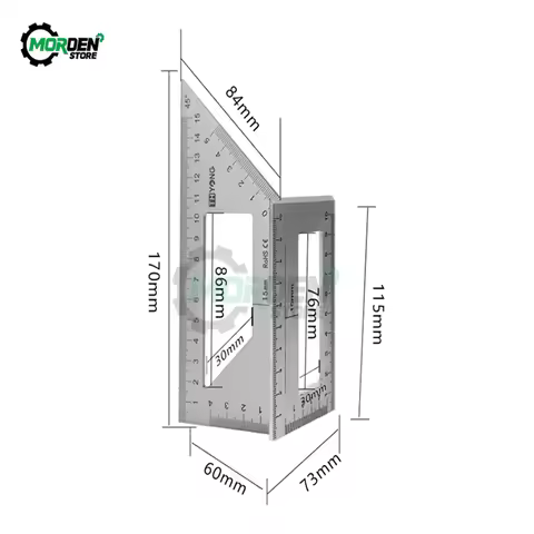 Aluminum Woodwork Scriber T Ruler Multifunction Square 45/90 Degree Gauge Angle Ruler Measuring Wood