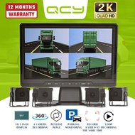 QCY 10.1 inch DVR Monitor with 4 Camera 360 Dashcam Video Recorder For Rear View Reverse