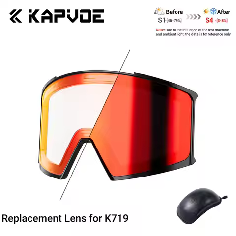 Kapvoe K719 Replacement Snow Goggles Lens Anti-fog UV400 Ski Glasses Photochormic Winter Goggles Eye