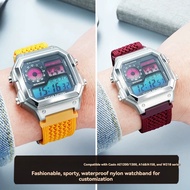 Suitable for Casio Small Square AE1200/1300/F91W/W218/F108 Stretch Nylon Canvas Watch Strap