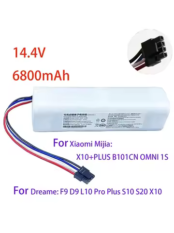 14.4V 6800mAh,Battery X10+PLUS B101CN OMNI 1S for Xiaomi Mijia and Dreame F9 D9 L10 Pro Plus S10 S20