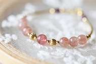 無畏的愛。草莓晶 紫烏牙 14K包金 水晶/天然石 手鍊手鐲