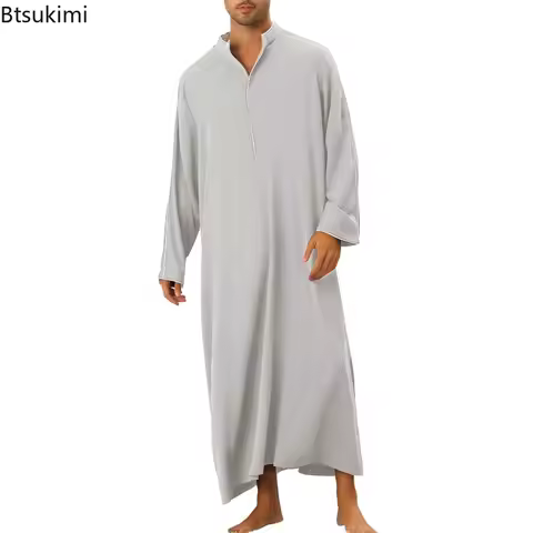 Muslim Islamic Clothing Men Jubba Thobe Arabic Loose Long Sleeve Abayas Pakistan Saudi Djellaba Men 