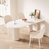 Light luxury simple modern rock slab dining table small dining table home island table Roman column marble dining table and chairs combination