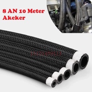 8AN Black Nylon Cover Stainless Steel Braided Fuel Line 10 Meter