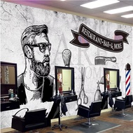 Custom Men's Hair Salon Wall Paper 3D Barber Shop Gray Cement Wall Background Mural Wallpaper 3D Man