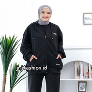 JAKET WANITA BIG SIZE POLOS HOODIE XXXL FLEECE TEBALJUMBO J&J FASHION