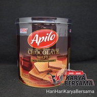 MAKANAN RINGAN WAFER KALENG LEBARAN ASW FOODS APILO CHOCOLATE WAFER KRIM RASA COKELAT 290GR