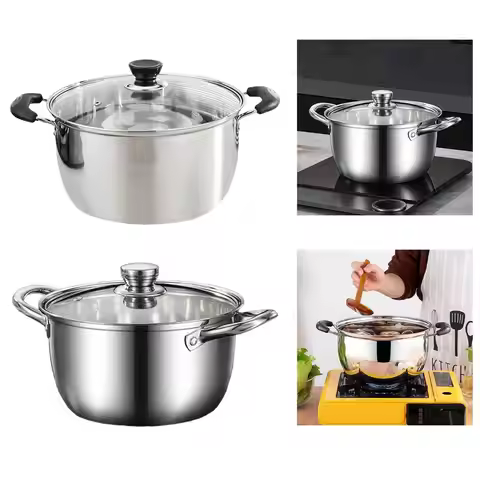 18cm Stainless Steel Soup Pot Breakfast Stock Pot Compatible Cookware Kitchenware Gas Electromagneti