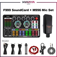 Bonkyo F999 SoundCard+M996Mic Bluetooth Compatible, Wireless DJ Mixer, Noise Reduction for Live Stre