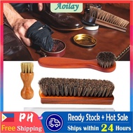 4Pcs Set Horse Hair Shoe Brush Long Wood Handle Shoe Shine Brush Shoe Cleaning Brush