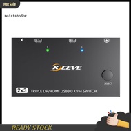 mw Dual Computer Kvm Switch Triple Monitor Kvm Switch High Performance 2-in-3-out Kvm Switcher with Usb3.0 for Computer 8k30hz 4k144hz Edid Simulator Us Plug Top Seller