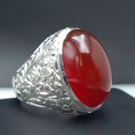 男士葉門瑪瑙戒指 深酒紅山尼瑪瑙戒指 天然瑪瑙戒指