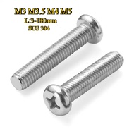 [XSP1] M3M3.5 M4M5 Pan Head Phillips screw  Screw 304 Stainless Steel GB818 Skru round screw