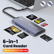 6 IN 1 Multi-functional USB/Type C Card Reader High Speed Data Transfer Adapter Type C SD/TF/XD/CF/M