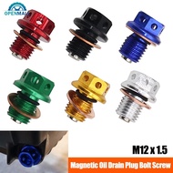 OPENMALL M12 x 1.5 Magnetic Oil Drain Plug Bolt Screw Washer Gasket For Yamaha YZF-R3 YZF-R25 MT-03 