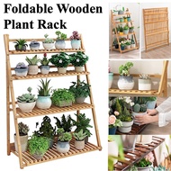 Wooden Plant Rack Foldable Garden Flower Pot Stand Planter Pot Rack