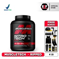 MUSCLETECH NITROTECH RIPPED 4lb WHEY PROTEIN FATBURN NITRO TECH FAT BURN 4 LB LBS SUPLEMEN SUSU FITN