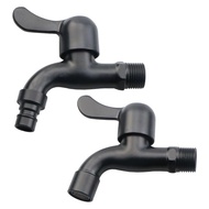 TWJ Black 304 Stainless Steel Wall Mounted Water Faucet - 1-2 Inch High Quality QC Bathroom & Garden