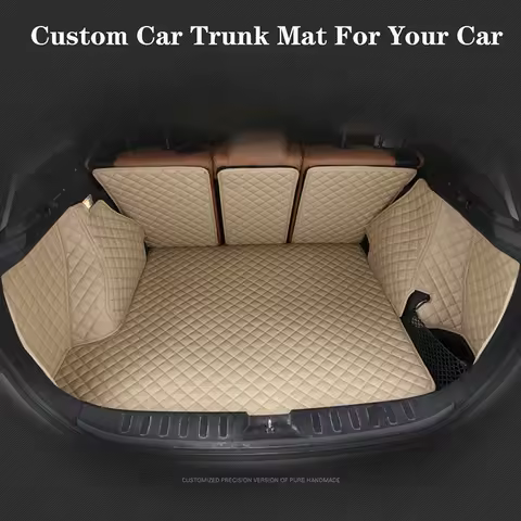 Car Trunk Mat For Porsche Cayenne 958 Macan 718 Custom Waterproof Leather Auto Accessories