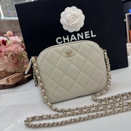 CHANEL 小貝殼包 荔枝牛皮 灰色 金釦 芯片款