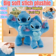 (Ready Stock) 40/55cm Muscle Stitch plushie Cute stitch plush toy lilo stitch  big plushie pillow 70