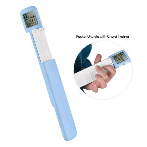 Portable Ukulele Chord Trainer Uke Fingering Practice Tool with 360° Rotatable Chords Chart Screen f