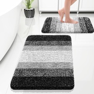 Bath Rug Bathroom Rugs Sets 2 Piece, Bath Rug Bathroom Rug Set Size 16.1x24+20x30 in Black