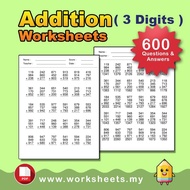 IGCSE Math [SoftCopy]: 3 digits Addition Worksheets 1800 Q+A | IGCSE Maths | Maths for Kids (PDF)