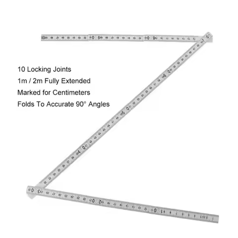 Portable Wooden Folding Ruler 2M Extended Measuring Rule Slider 1M Dual Sided Folding Carpenter's Ru