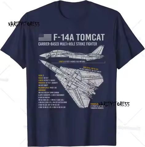 F-14 Tomcat F14 Aircraft Airplane Blueprint Schematic Men T-Shirt Short Sleeve Casual 100% Cotton O-