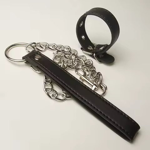 CBT Ball Stretcher/Sack/Tug/Sling, Leather Scrotum Bondage Cock Ring,Chastity Cage With Leash,BDSM T