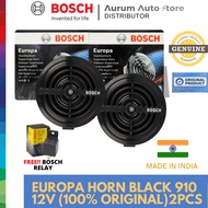 ♞Bosch Europa horn Black with relay 12V 910 Bosch Horns