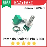 Potensiometer Audio Sealed Hijau Stereo 6P 6 P Pin Kaki 1K 5K 10K 50K 100K 500K 1M 1 5 10 50 100 500