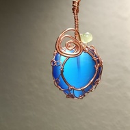 藍色心型仿貓眼石 蘋果項鍊