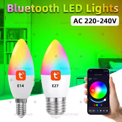 TUYA Bluetooth Candle Crystal Lamps 220V E14 E27 RGBCW 9W Dimming Group Timing Discoloration Bulb Sm