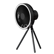 10000mAh Camping Fan with Light 3-speed Wind USB Rechargeable (Black 10000mAh)