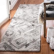 SAFAVIEH Abstract Collection Runner Rug - 2'3" x 8', Grey, Handmade Wool & Viscose, Ideal for High T