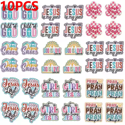 10PCS Wholesale Letter Slogan Embroidered Patches For Clothes Jacket Jeans Jesus God Bless Pray Patc