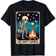 Happy Camper Tarot Card Skeleton Camper Funny Camping T-Shirt