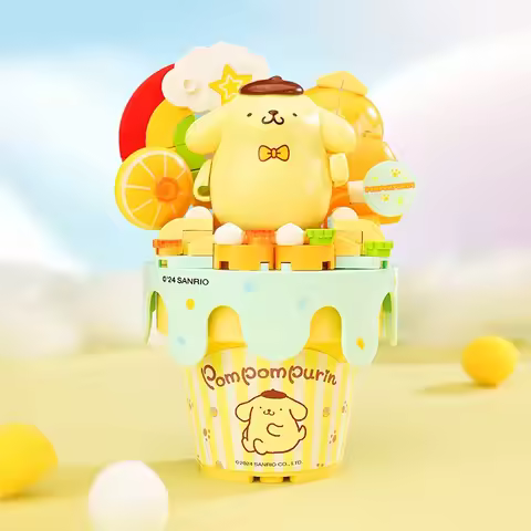 Sanrio Series Ice Cream Cone Building Blocks Hello Kitty Kuromi Pochacco Cinnamoroll Bricks Model De