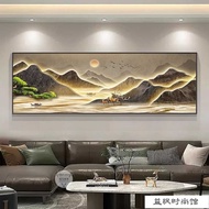 【Ready stock】流水生财客厅装饰画新中式山水画横版壁画风景背景墙自粘画 BTx6XXpnkh1027