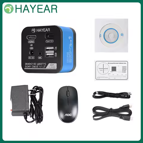 HAYEAR IMX585 Real 4K FHD 60FPS Microscope Camera Industrial Trinocular Electronic Eyepiece for Phon