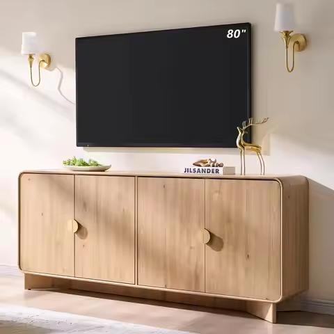 70" Modern TV Stand for TVs Up to 80 inches, 30" Tall Entertainment Center with Storage and Adjustab
