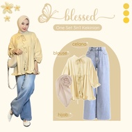 Stylish Teen 3in1 Outfit | Vefita Blouse + Jeans + Hijab | Girl's Outfit for Coffee - AM46N